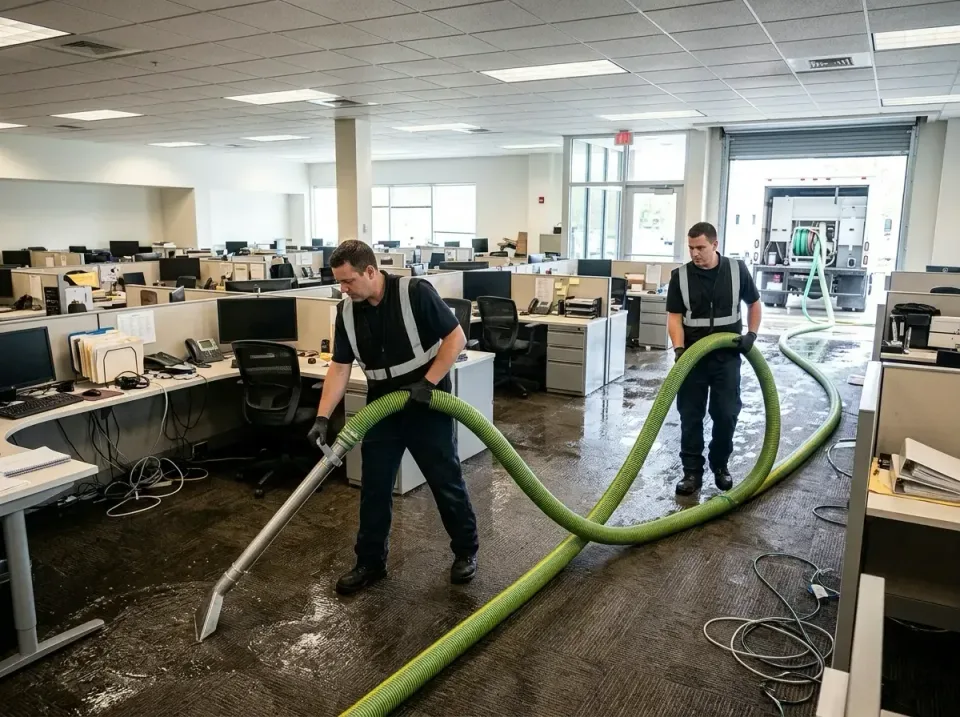 Extraction Wand — Commercial Office — Extraction Wand, Green Vacuum Hose, Safety Vest, Commercial Office, Emergency Water Ex…