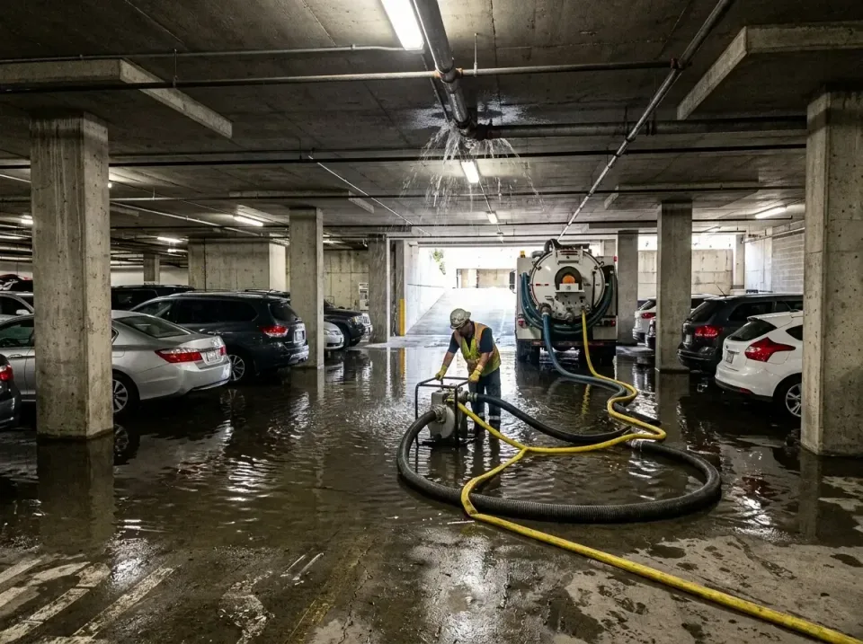 Worker — Water Damage Restoration — Worker, Vacuum Truck, Water Pump, Water Damage Restoration, Emergency Water Extraction &…